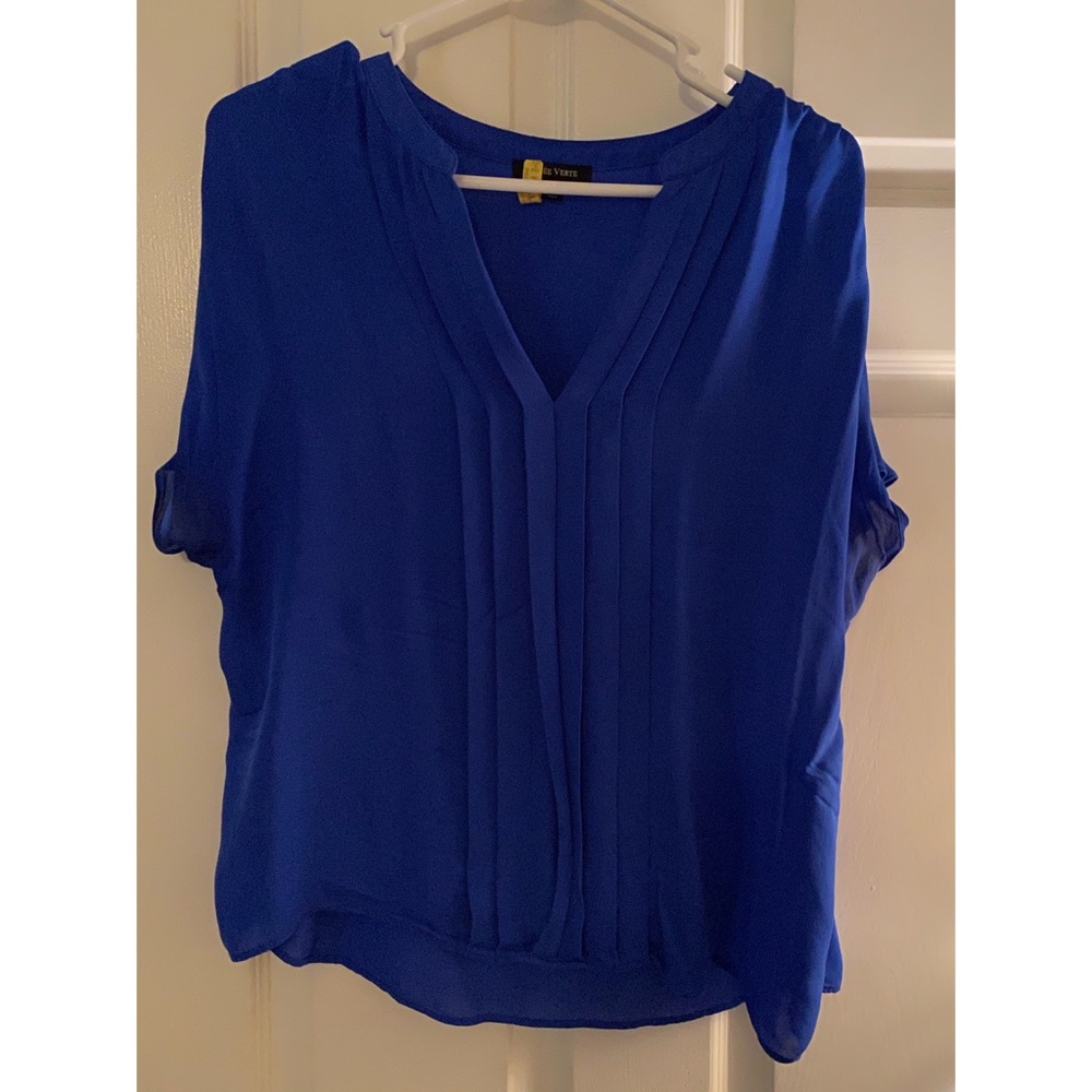 Sheer Blue Top with Pleated Accent